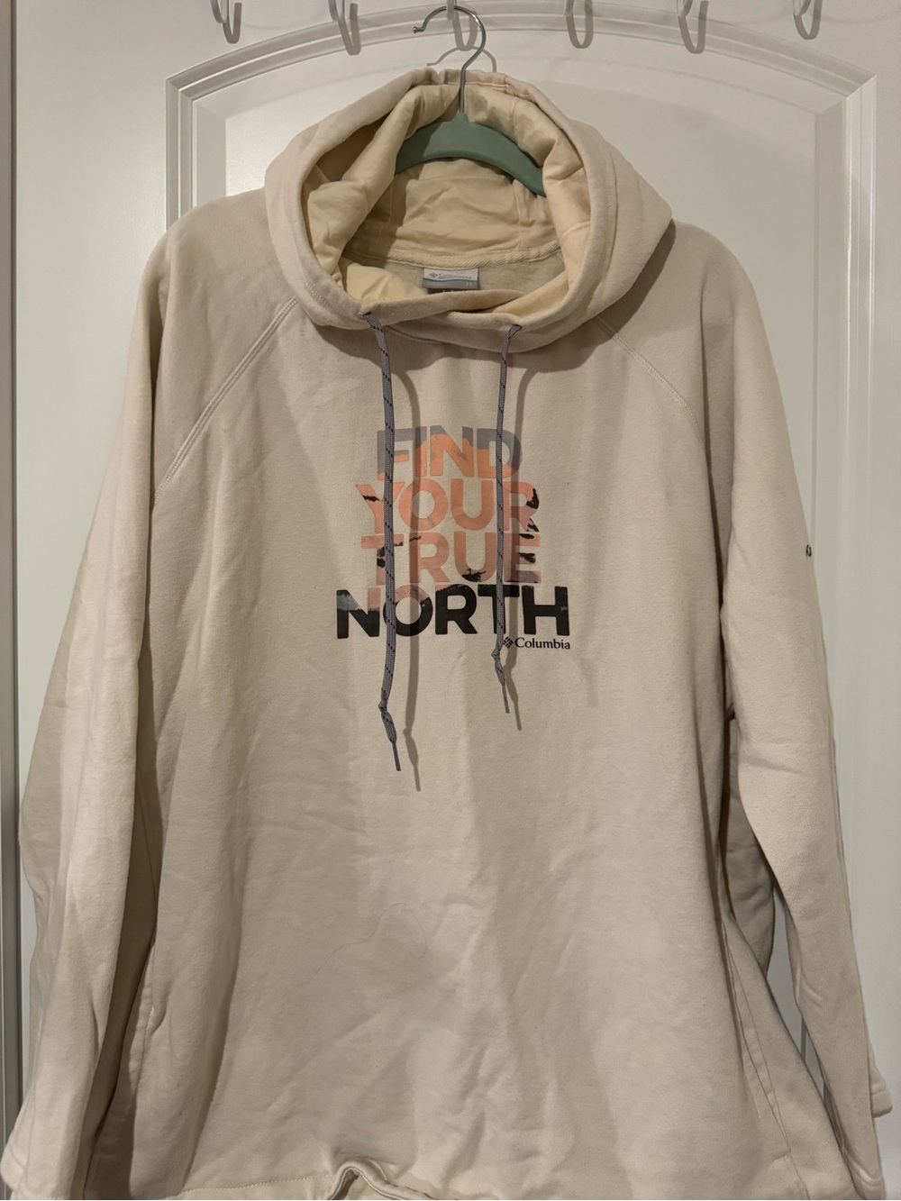 Columbia Crewneck Hoodie in Cream with Graphic